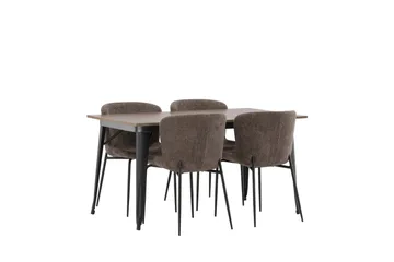 Tempe Matgruppe 140 cm Rektangulær med 4 Modesto stoler - Mørk grå - Møbler - Bord - Spisegruppe