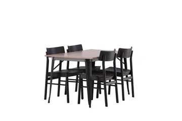 Tempe Matgruppe 140 cm Rektangulær med 4 Montros stoler - Sort - Møbler - Bord - Spisegruppe