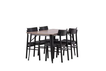Tempe Matgruppe 140 cm Rektangulær med 4 Montros stoler - Sort - Møbler - Bord - Spisegruppe