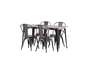 Tempe Matgruppe 140 cm Rektangulær med 4 Tempe stoler - Valnød - Møbler - Bord - Spisegruppe