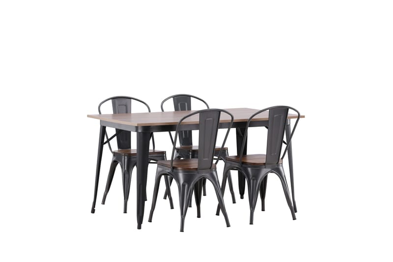 Tempe Matgruppe 140 cm Rektangulær med 4 Tempe stoler - Valn ød - Møbler - Bord - Spisegruppe