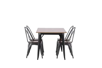 Tempe Matgruppe 140 cm Rektangulær med 4 Tempe stoler - Valnød - Møbler - Bord - Spisegruppe