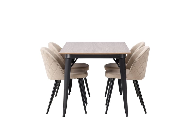 Tempe Matgruppe 140 cm Rektangulær med 4 Velvet stoler - Beige - Møbler - Bord - Spisegruppe