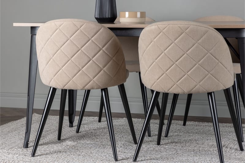 Tempe Matgruppe 140 cm Rektangulær med 4 Velvet stoler - Beige - Møbler - Bord - Spisegruppe