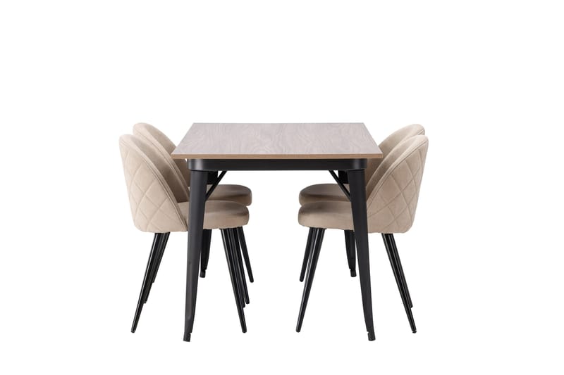 Tempe Matgruppe 140 cm Rektangulær med 4 Velvet stoler - Beige - Møbler - Bord - Spisegruppe