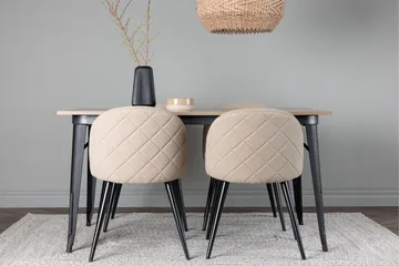 Tempe Matgruppe 140 cm Rektangulær med 4 Velvet stoler - Beige - Møbler - Bord - Spisegruppe