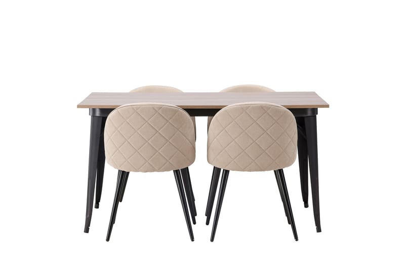 Tempe Matgruppe 140 cm Rektangulær med 4 Velvet stoler, Beige