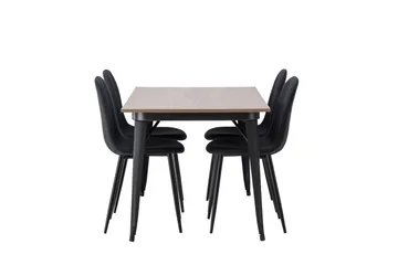 Tempe Matgruppe 140 cm Rektangulær med 4 Polar stoler - Sort - Møbler - Bord - Spisegruppe