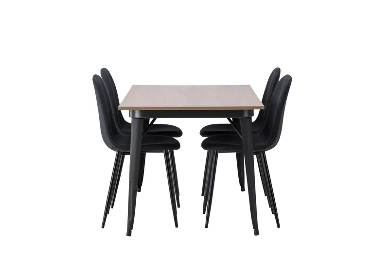 Tempe Matgruppe 140 cm Rektangulær med 4 Polar stoler - Sort - Møbler - Bord - Spisegruppe