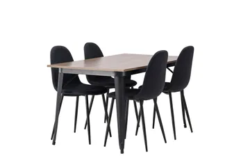 Tempe Matgruppe 140 cm Rektangulær med 4 Polar stoler - Sort - Møbler - Bord - Spisegruppe