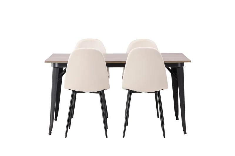 Tempe Matgruppe 140 cm Rektangulær med 4 Polar stoler, Beige