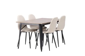 Tempe Matgruppe 140 cm Rektangulær med 4 Polar stoler - Beige - Møbler - Bord - Spisegruppe