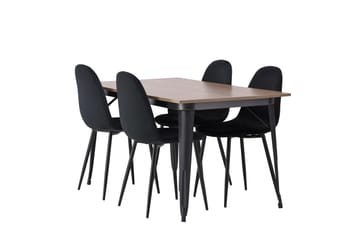 Tempe Matgruppe 140 cm Rektangulær med 4 Polar stoler - Sort - Møbler - Bord - Spisegruppe