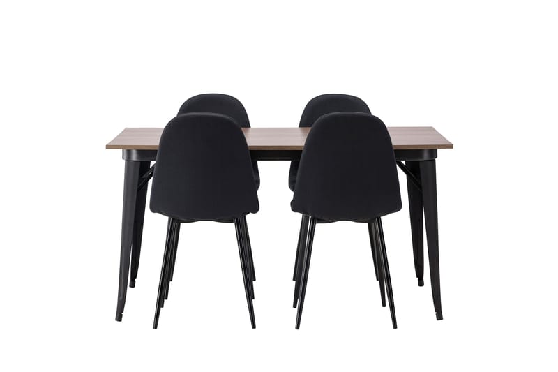Tempe Matgruppe 140 cm Rektangulær med 4 Polar stoler, Sort