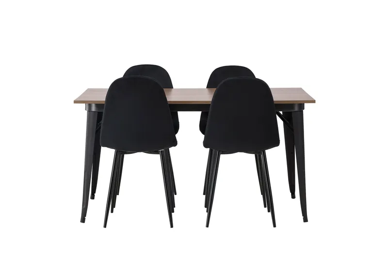 Tempe Matgruppe 140 cm Rektangulær med 4 Polar stoler, Sort