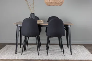 Tempe Matgruppe 140 cm Rektangulær med 4 Polar stoler - Sort - Møbler - Bord - Spisegruppe