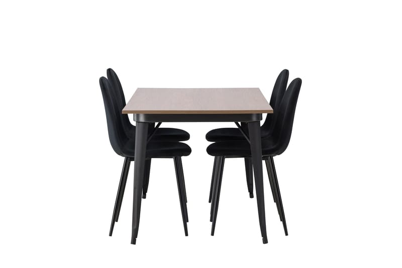 Tempe Matgruppe 140 cm Rektangulær med 4 Polar stoler - Sort - Møbler - Bord - Spisegruppe