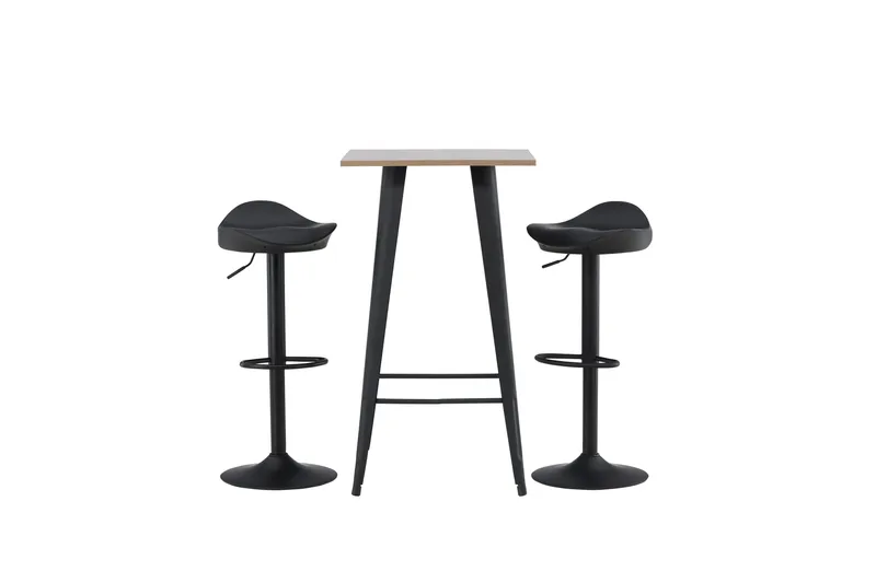 Tempe Matgruppe 60 cm Rektangulær med 2 Adesto stoler, Sort