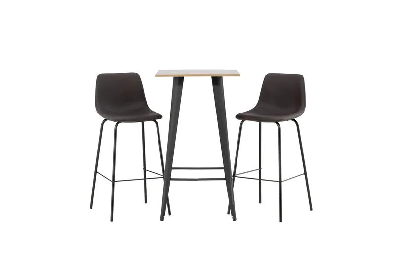 Tempe Matgruppe 60 cm Rektangulær med 2 Alexi stoler, Brun