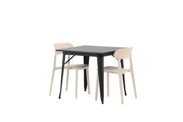 Tempe Matgruppe 80 cm Rektangulær med 2 Åstol stoler - Sort - Møbler - Bord - Spisegruppe