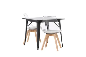 Tempe Matgruppe 80 cm Rektangulær med 2 Edvin stoler - Sort - Møbler - Bord - Spisegruppe