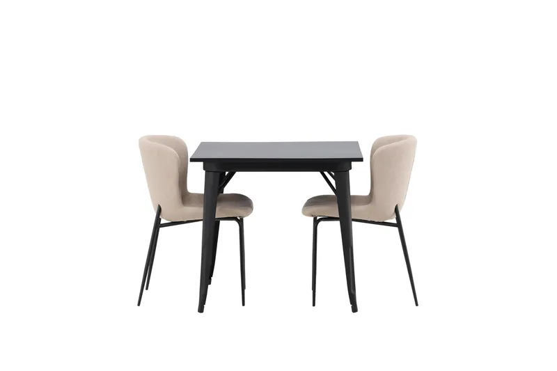 Tempe Matgruppe 80 cm Rektangulær med 2 Modesto stoler, Beige