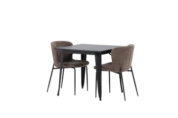 Tempe Matgruppe 80 cm Rektangulær med 2 Modesto stoler - Sort - Møbler - Bord - Spisegruppe
