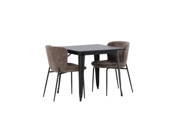Tempe Matgruppe 80 cm Rektangulær med 2 Modesto stoler - Sort - Møbler - Bord - Spisegruppe