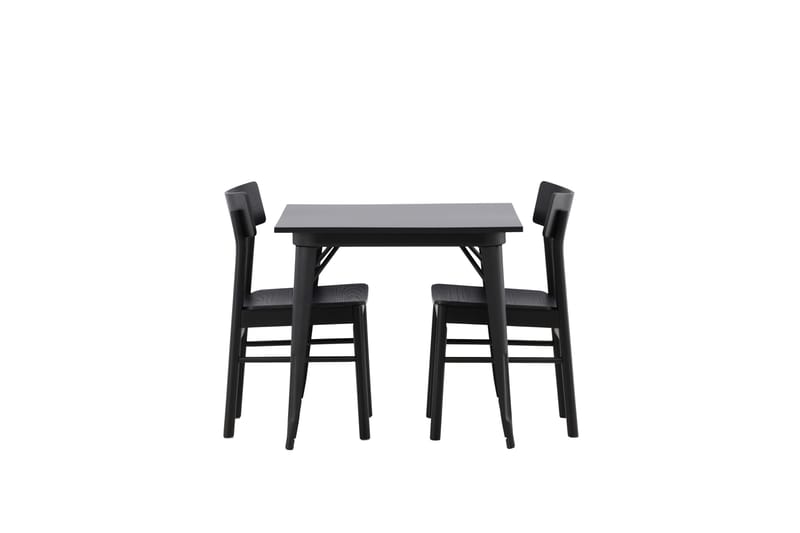 Tempe Matgruppe 80 cm Rektangulær med 2 Montros stoler, Sort