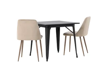 Tempe Matgruppe 80 cm Rektangulær med 2 Night stoler - Sort - Møbler - Bord - Spisegruppe