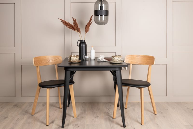Tempe Matgruppe 80 cm Rektangulær med 2 Sanjos stoler - Sort - Møbler - Bord - Spisegruppe