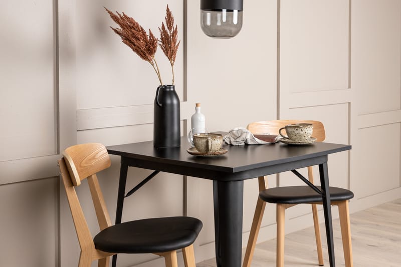 Tempe Matgruppe 80 cm Rektangulær med 2 Sanjos stoler - Sort - Møbler - Bord - Spisegruppe