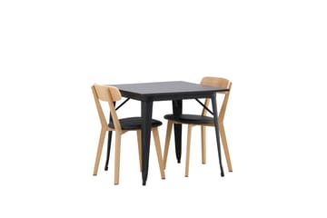 Tempe Matgruppe 80 cm Rektangulær med 2 Sanjos stoler - Sort - Møbler - Bord - Spisegruppe