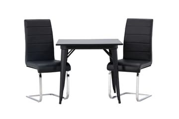 Tempe Matgruppe 80 cm Rektangulær med 2 Tempo stoler - Sort - Møbler - Bord - Spisegruppe