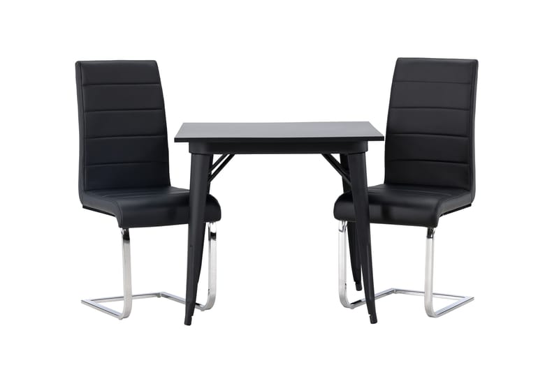 Tempe Matgruppe 80 cm Rektangulær med 2 Tempo stoler, Sort