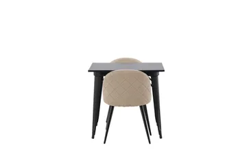 Tempe Matgruppe 80 cm Rektangulær med 2 Velvet stoler - Beige - Møbler - Bord - Spisegruppe