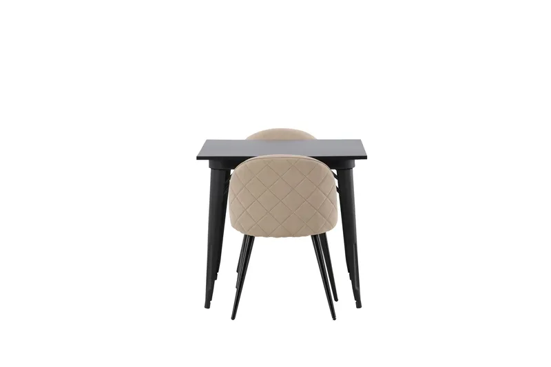 Tempe Matgruppe 80 cm Rektangulær med 2 Velvet stoler - Beige - Møbler - Bord - Spisegruppe
