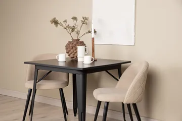 Tempe Matgruppe 80 cm Rektangulær med 2 Velvet stoler - Beige - Møbler - Bord - Spisegruppe