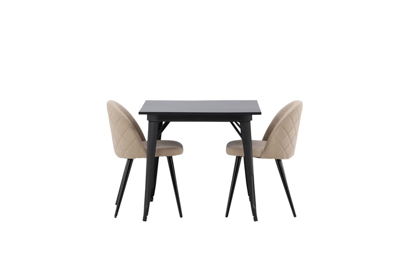 Tempe Matgruppe 80 cm Rektangulær med 2 Velvet stoler - Beige - Møbler - Bord - Spisegruppe