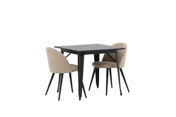 Tempe Matgruppe 80 cm Rektangulær med 2 Velvet stoler - Beige - Møbler - Bord - Spisegruppe