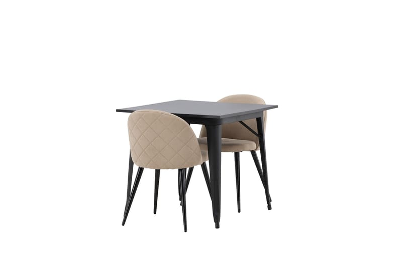 Tempe Matgruppe 80 cm Rektangulær med 2 Velvet stoler - Beige - Møbler - Bord - Spisegruppe