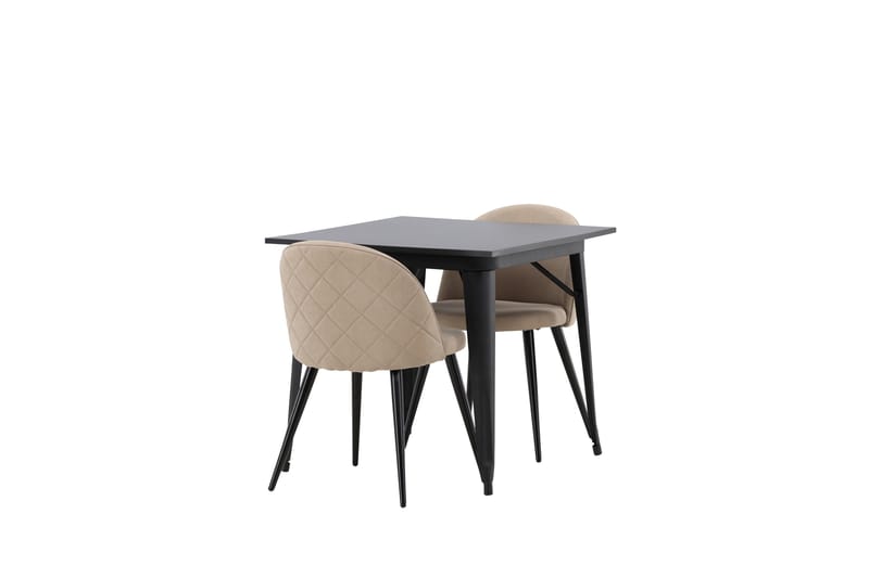 Tempe Matgruppe 80 cm Rektangulær med 2 Velvet stoler - Beige - Møbler - Bord - Spisegruppe