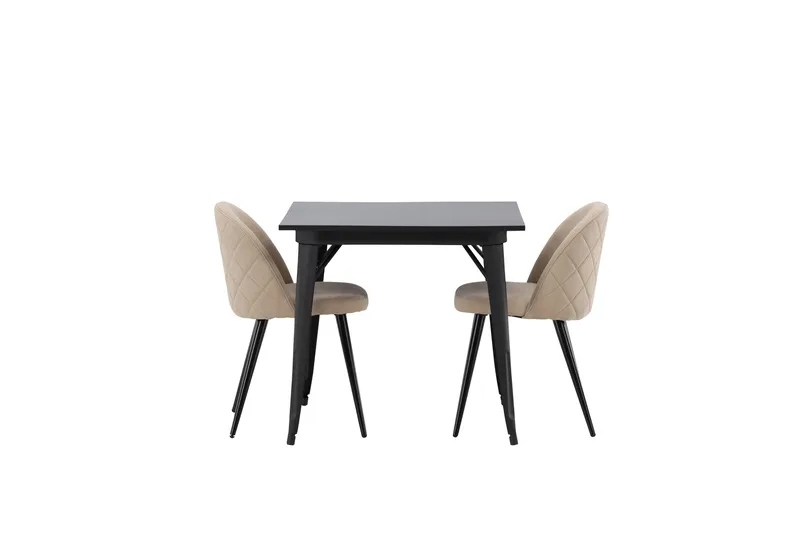 Tempe Matgruppe 80 cm Rektangulær med 2 Velvet stoler - Beige - Møbler - Bord - Spisegruppe