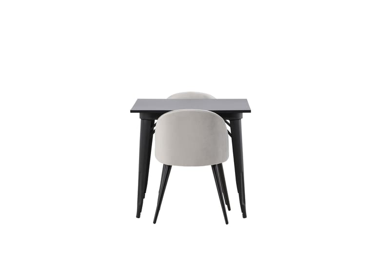 Tempe Matgruppe 80 cm Rektangulær med 2 Velvet stoler - Sort - Møbler - Bord - Spisegruppe