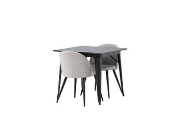 Tempe Matgruppe 80 cm Rektangulær med 2 Velvet stoler - Sort - Møbler - Bord - Spisegruppe