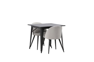 Tempe Matgruppe 80 cm Rektangulær med 2 Velvet stoler - Sort - Møbler - Bord - Spisegruppe