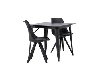 Tempe Matgruppe 80 cm Rektangulær med 2 Zeno stoler - Sort - Møbler - Bord - Spisegruppe
