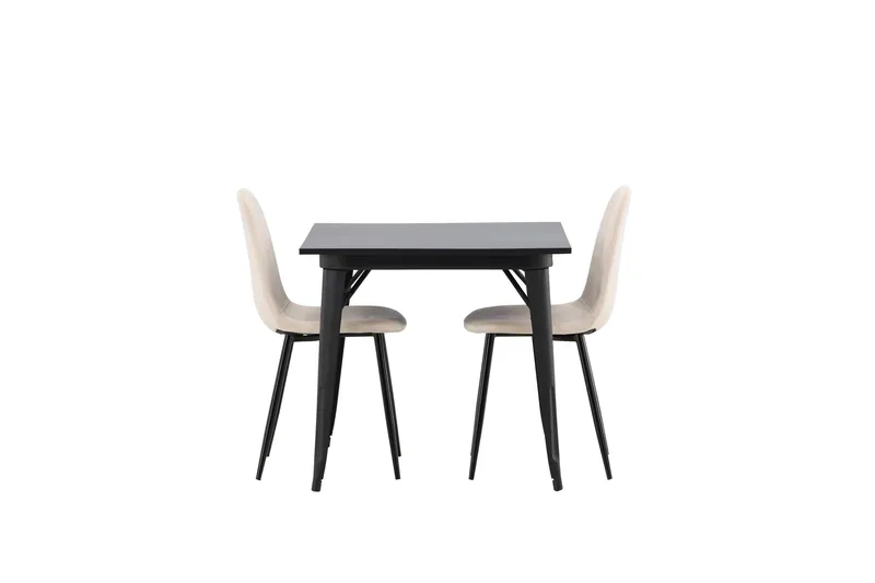 Tempe Matgruppe 80 cm Rektangulær med 2 Polar stoler, Beige