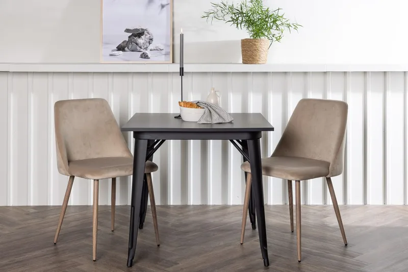 Tempe spisebord 80 cm med 2 Night spisestoler