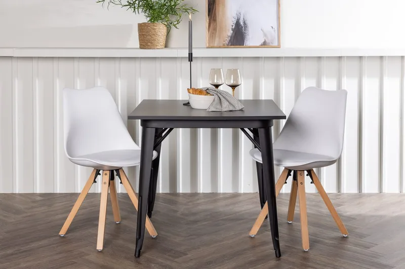 Tempe spisebord 80 cm med 2 Zeno spisestoler
